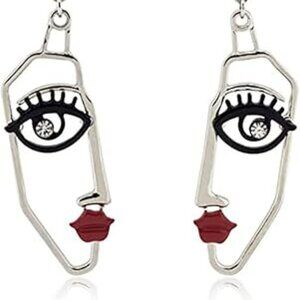 Face Shape Earrings Geometric Earrings Abstract Alloy Hollowed Trendy Earrings
